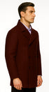 Men's Designer Wool Peacoat Sale Available Fabric Double Breasted Style Coat In Dark Burgundy