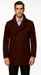 Men's Designer Wool Peacoat Sale Available Fabric Double Breasted Style Coat In Dark Burgundy