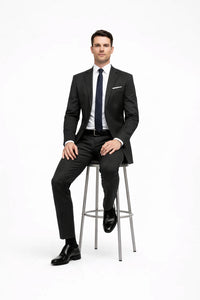 Mens Don Draper Solid Charcoal Grey Suit
