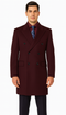 Men's Double Breasted Burgundy ~ Wool men's Car Coat Mid Length Three quarter length coat ~ Designer men's Wool Peacoat Sale