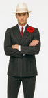 Mens Double Breasted Gangster Pinstripe Six Button Suit in Black