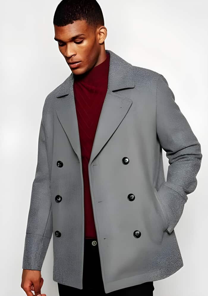 Mens Light Gray Wool Overcoat – Classic Single-Breasted Winter Coat