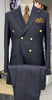 Navy Double Breasted Blazer Mens Double Breasted Suits Gold Buttons - 100 Wool Navy Blue Suit - Double Breasted Blazer