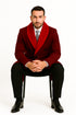 Mens Double-Breasted Burgundy Overcoat with Red Faux Fur Shawl Collar – Alberto Nardoni Winter Coat