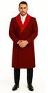 Mens Double-Breasted Burgundy Overcoat with Red Faux Fur Shawl Collar – Alberto Nardoni Winter Coat