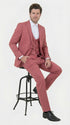 Mens Dusty Rose Three Piece Suit – Modern Formal 3PC Wedding and Prom Suit - Pink Coloe Modern Fit