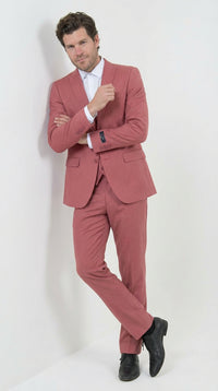 Mens Dusty Rose Three Piece Suit – Modern Formal 3PC Wedding and Prom Suit - Pink Coloe Modern Fit