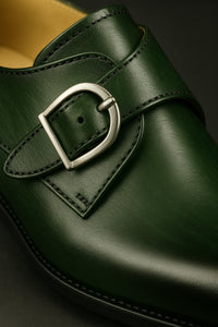 Mens Carrucci Classic Leather Fade Single D-Buckle Monk Strap Dress Shoe in Chestnut