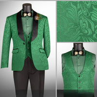 Mens Emerald Green Jacquard Tuxedo Suit