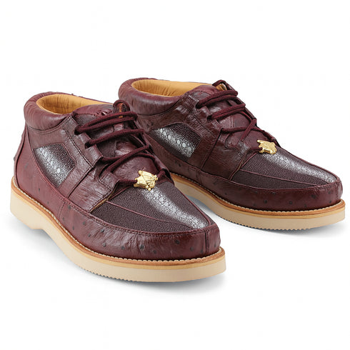 Los Altos Casual Burgundy Genuine Stingray / Ostrich Shoes