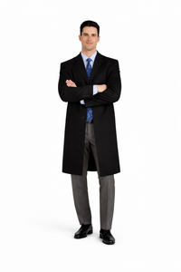 Mens Extra Long Outerwear in Black & Charcoal Topcoat/Overcoat