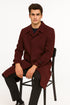 Men's Full Length Top Coat - Single Breasted - Mens Big and Tall burgundy Trench coat