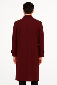 Men's Full Length Top Coat - Single Breasted - Mens Big and Tall burgundy Trench coat