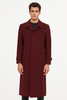 Men's Full Length Top Coat - Single Breasted - Mens Big and Tall burgundy Trench coat