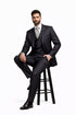 Mens Gangster Pinstripe 2 Button Double Breasted Vest Suit in Black Or Charcoal Grey