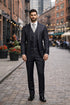 Mens Gangster Pinstripe 2 Button Double Breasted Vest Suit in Black Or Charcoal Grey