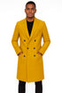 Men's Gold 44Inch Long Double Breasted Overcoat Winter Men's Topcoat Sale