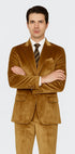 Men’s Gold Velvet Peak Lapel Suit – 2-Piece Skinny Fit Formalwear by Tazzio
