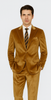 Men’s Gold Velvet Peak Lapel Suit – 2-Piece Skinny Fit Formalwear by Tazzio