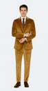 Men’s Gold Velvet Peak Lapel Suit – 2-Piece Skinny Fit Formalwear by Tazzio