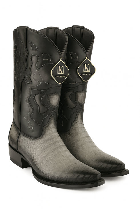 King Exotic Men's Caiman Belly Snip Toe Boots