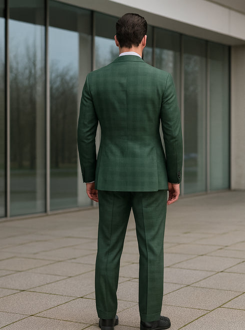 Modern Green Business Suit – Double-Breasted Formal Ensemble