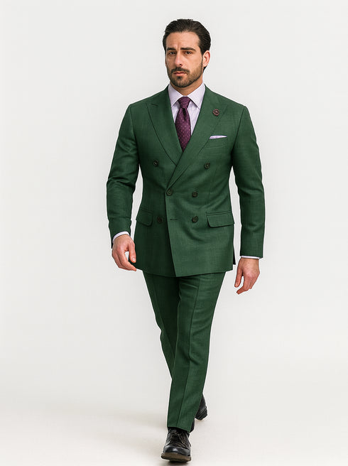 Modern Green Business Suit – Double-Breasted Formal Ensemble