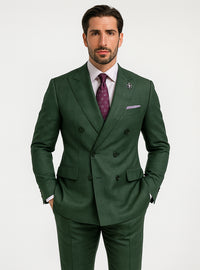 Modern Green Business Suit – Double-Breasted Formal Ensemble