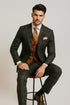 Mens Green Suit - Designer Brand Suit No Pleated Pants Modern Fit
