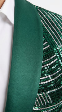 Mens Green Sequin Christmas Holiday Blazer – Luxury Party Jacket for New Year, Wedding and Festive Events New Year Jacket