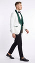 Mens Green & White Tuxedo with Black Pants – Velvet Shawl Lapel 3-Piece Wedding Suit