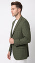 Mens Green Windowpane Blazer – Two-Button Plaid Sport Coat for Weddings, Business and Modern Fit