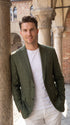 Mens Green Windowpane Blazer – Two-Button Plaid Sport Coat for Weddings, Business and Modern Fit