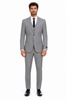 Men’s Grey Plaid 3-Piece Tailored Fit Suit with Vest