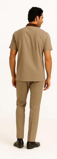 Mens Houndstooth Walking Suit by Dreams by Zacchi – 2 Piece Lei sure Set in brown/tan-99