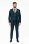 Men's Hunter Statement Ticket Pocket Peak Lapel Wool Double Breasted Vest Suit with Silver Buttons – Modern Fit