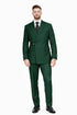 Mens Designer Tailored Fit Hunter Green Double Breasted Wool Suit with Metal Buckle Closure