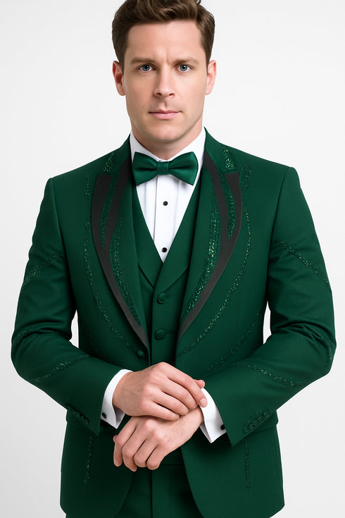 Hunter Green Italian Wool 3-Piece Modern Fit Tuxedo