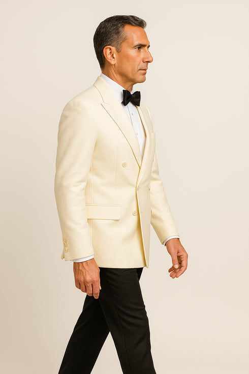 Ivory Double Breasted Tuxedo Dinner Jacket - Cream Dinner Jacket - Off White Tuxedos