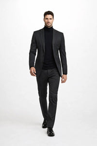 Men's John Wick Charcoal Or Black Suit Costume With Matching Turtle Neck Sweater