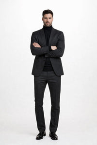Men's John Wick Charcoal Or Black Suit Costume With Matching Turtle Neck Sweater
