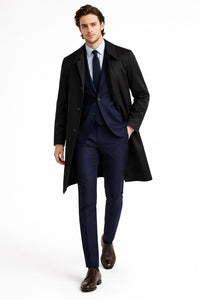 Mens Beige Trench Coat – Classic Long Overcoat with Button Front - Raincoat in Khaki Color