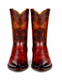 Men's King Exotic Snip Toe Eel Boots Handcrafted Burnished Cognac (494RD0857)