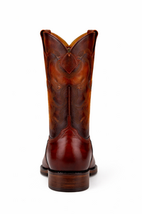 Men's King Exotic Snip Toe Eel Boots Handcrafted Burnished Cognac (494RD0857)