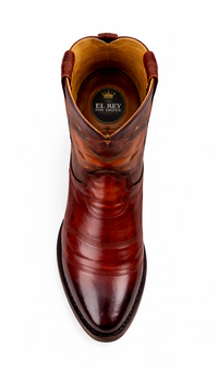 Men's King Exotic Snip Toe Eel Boots Handcrafted Burnished Cognac (494RD0857)