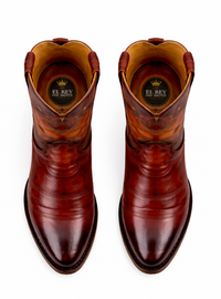 Men's King Exotic Snip Toe Eel Boots Handcrafted Burnished Cognac (494RD0857)
