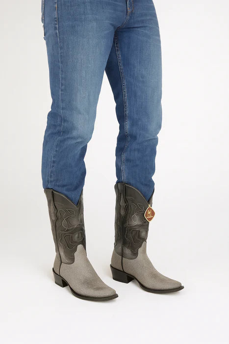 Men's King Exotic Snip Toe Sharkskin Boots Handcrafted Gray (494R0909)