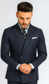 Mens Kingsman Double Breasted Navy Pinstripe Suit