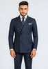 Mens Kingsman Double Breasted Navy Pinstripe Suit