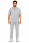 Men’s Light Gray Embroidered Walking Suit Set – 2 Piece Short Sleeve Casual Outfit
